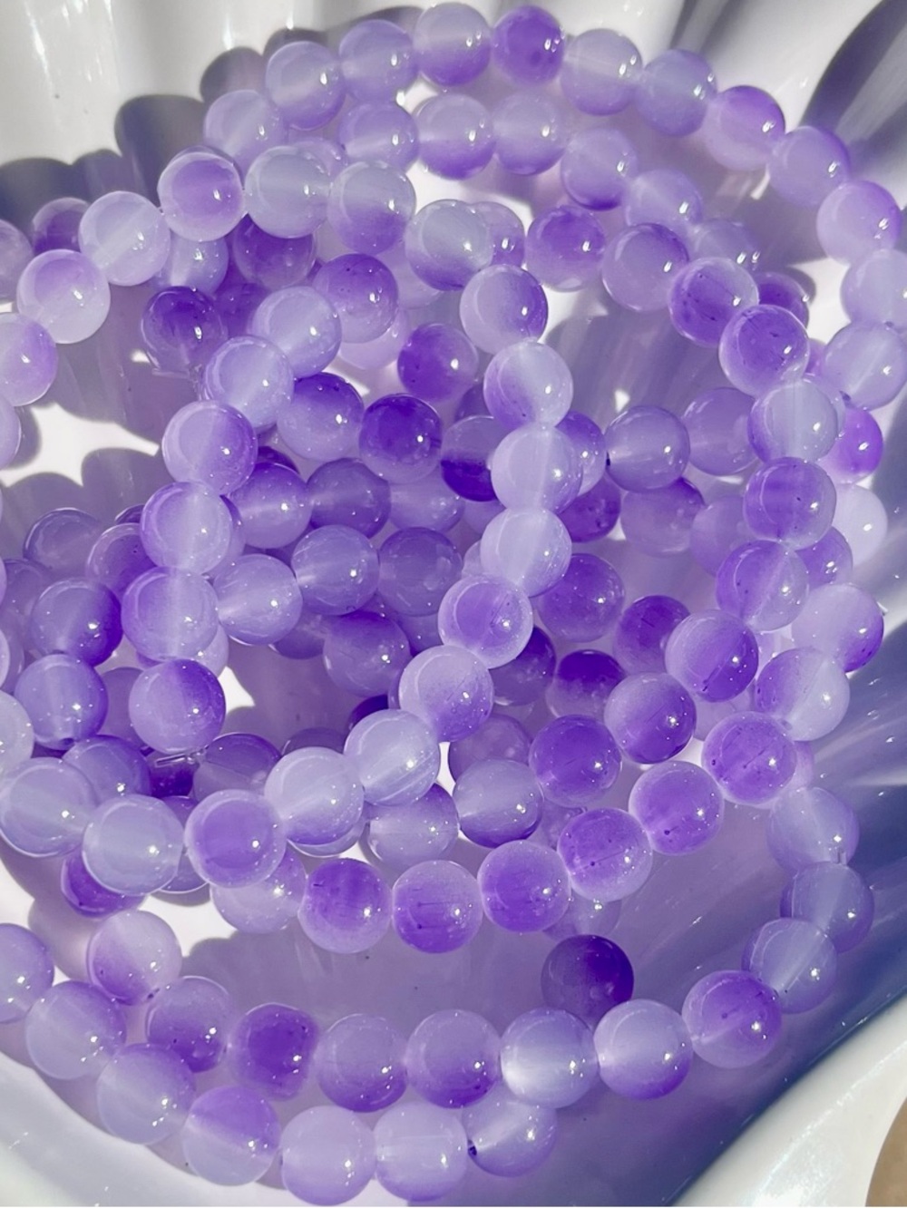 Lavender Clouds Glass Beaded Bracelet NWOT